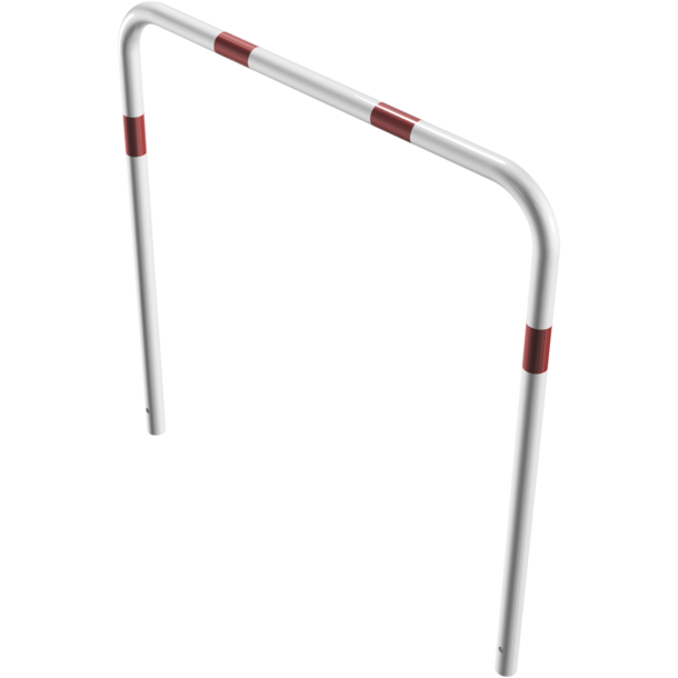 Hoop of steel tube |  48 x 2,5 mm | without cross bar | for casting in concrete | total width 1200 mm | total height 1200 mm | hot-dip galvanized and white coatedwith red reflecting stripes